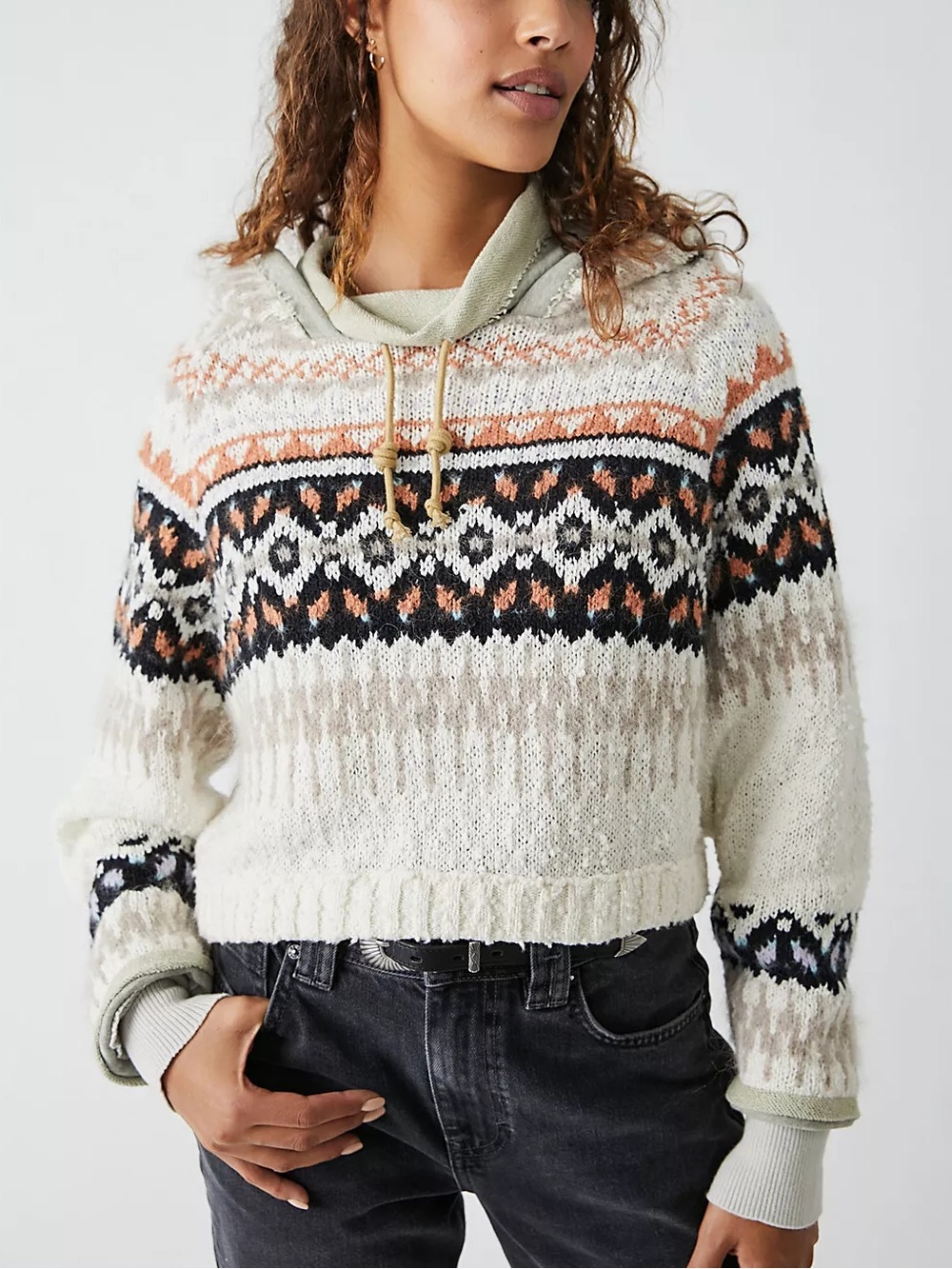 Free People Inverness Hoodie Sweater Wool Cotton Blend Size Small
